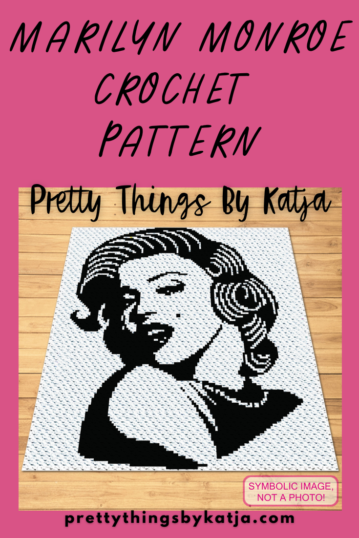 Dive into the golden age of Hollywood with my Marilyn Monroe Crochet Blanket Pattern. This monochrome design showcases Marilyn's iconic portrait, blending vintage charm and modern crafting. Perfect for crochet enthusiasts and Marilyn fans alike.
Search your favorite patterns in my Shop - Pretty Things By Katja, purchase the one you love, and start creating your own black-and-white masterpiece today. Buy the pattern and start your crochet journey with Marilyn's timeless elegance!