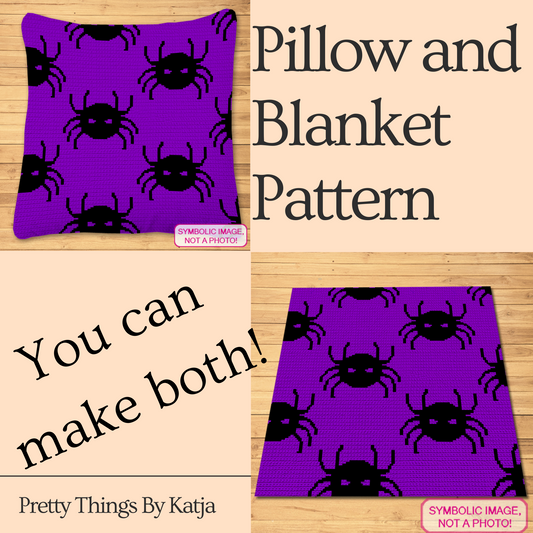 Spider Seamless Crochet Pattern – Halloween Spider Blanket & Pillow SC Graphgan PDF