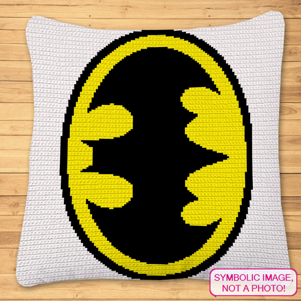 FREE Batman Crochet Pattern - Superhero Crochet Pattern This is a Tapestry Crochet (SC) Blanket Pattern. The Pattern also includes instructions to create the Pillow.  A FREE C2C Batman is also available. Click to download!