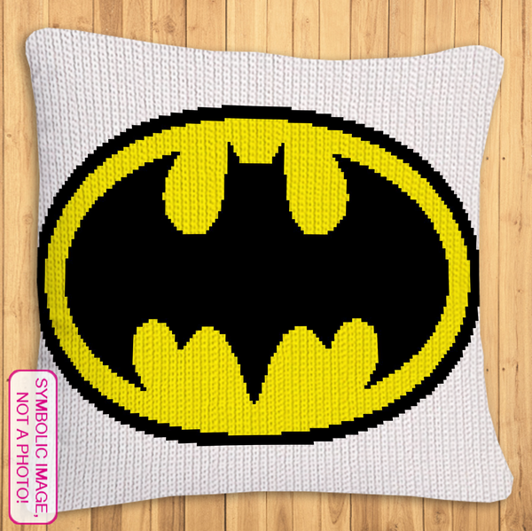 FREE Batman Crochet Pattern - Superhero Crochet Pattern This is a Tapestry Crochet (SC) Blanket Pattern. The Pattern also includes instructions to create the Pillow.  A FREE C2C Batman is also available. Click to download!