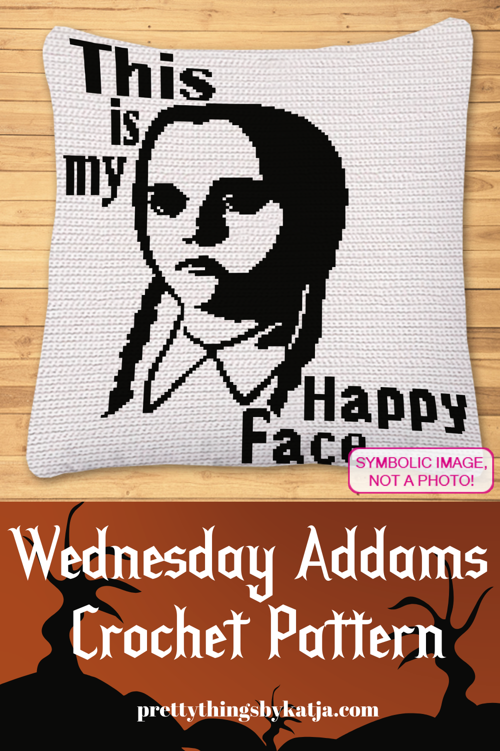 Bring your inner Wednesday Addams to life with this 'This is My Happy Face' SC crochet pillow pattern. Ideal for anyone with a love for sarcasm and a flair for unique home decor.
Click to learn more!