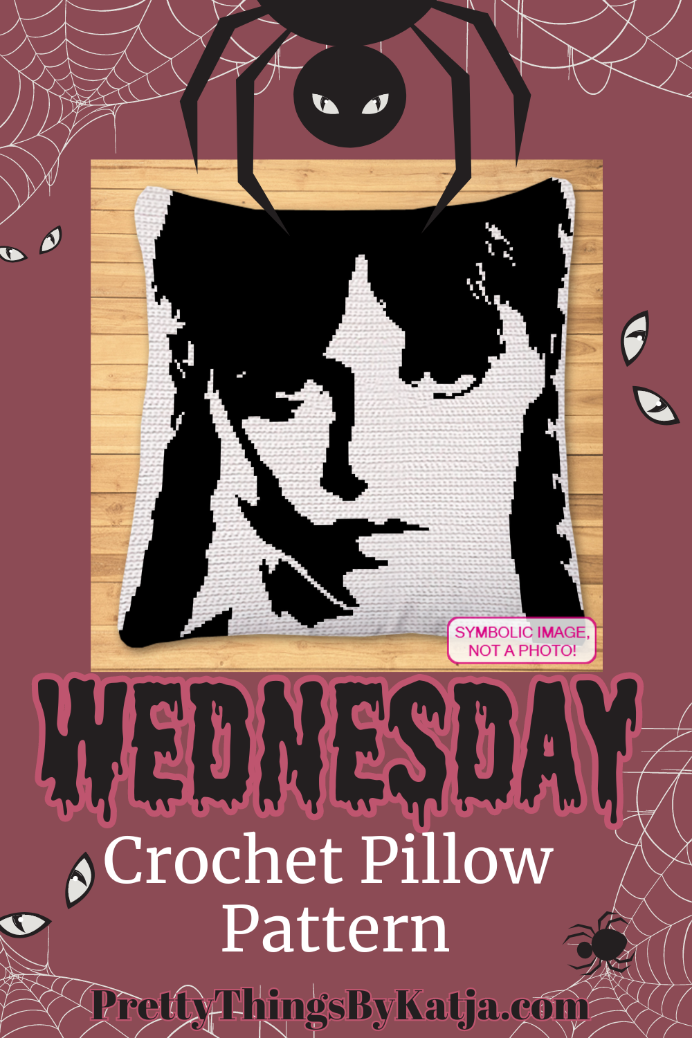 Capture the iconic Wednesday Addams look with this black-and-white portrait SC Crochet Pillow Pattern. Perfect for fans of gothic style and dark elegance, this pillow makes a striking addition to any room. Click to learn more!