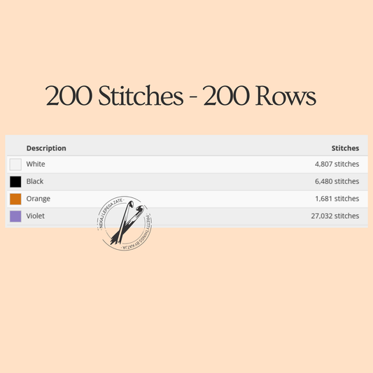 Funny Ghost Halloween crochet pattern color chart showing white black orange and violet for a 200 by 200 stitch graphghan
