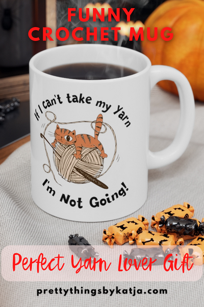 Warm-up with a nice cuppa out of this Crochet ceramic coffee mug. Make that "aaahhh!" moment when you finally get a chance to crochet even better with this cute Crochet Mug. This is the perfect gift for coffee, tea, and chocolate lovers who enjoy Crocheting and Yarn. A Black Crochet Mug is also available. Click to learn more!