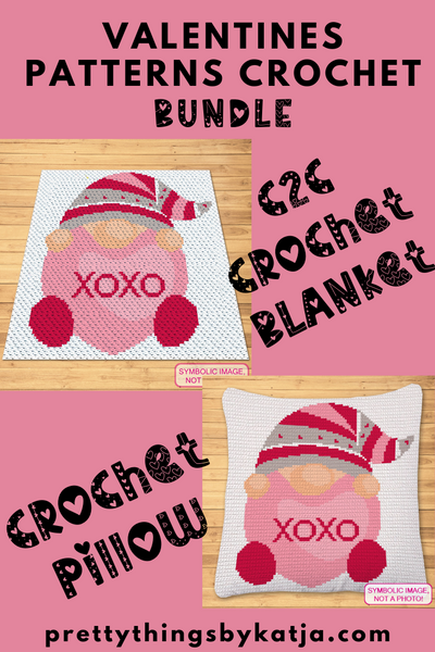 Crochet Gnomes Pattern is a Graph Pattern with Written Instructions, PDF Digital Files. This BUNDLE includes a C2C Blanket and Tapestry Crochet Blanket and Pillow Pattern. Both with written instructions. You can use the technique you like better. Separate Patterns are also available in my Shop. Click to learn more!