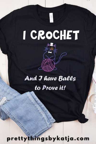 Balls to Prove it is a Jersey Short Sleeve Tee. This Funny Crochet Shirt is a perfect Cat Lover Gift. This classic unisex jersey short sleeve tee fits like a well-loved favorite. Soft cotton and quality print make users fall in love with it over and over again. Click to learn more!