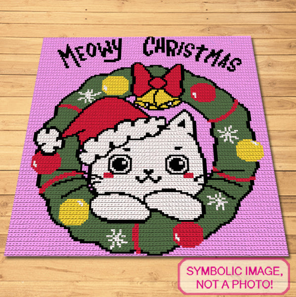 Meowy Christmas - Tapestry Crochet Blanket and Pillow Pattern