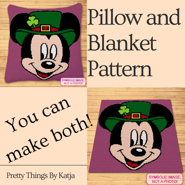 FREE Disney St. Patrick's Day Crochet Pattern - Mickey Mouse Crochet Pattern  This is a Tapestry Crochet Blanket Pattern. The Pattern also includes instructions to create the Pillow. Click to learn more!