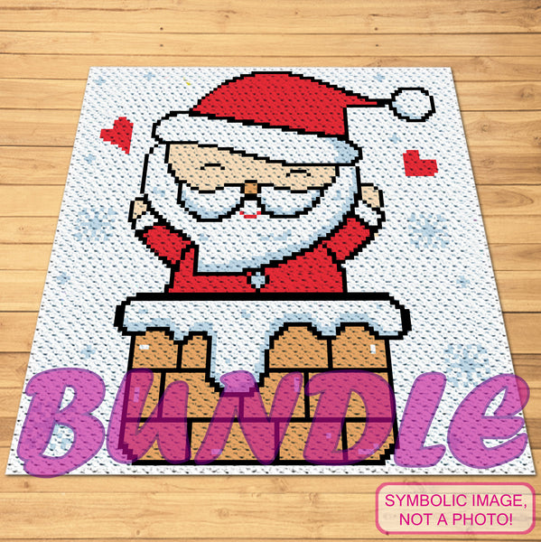 Christmas Crochet Santa Pattern, Crochet BUNDLE: Crochet Pillow Pattern, C2C Crochet Santa Claus