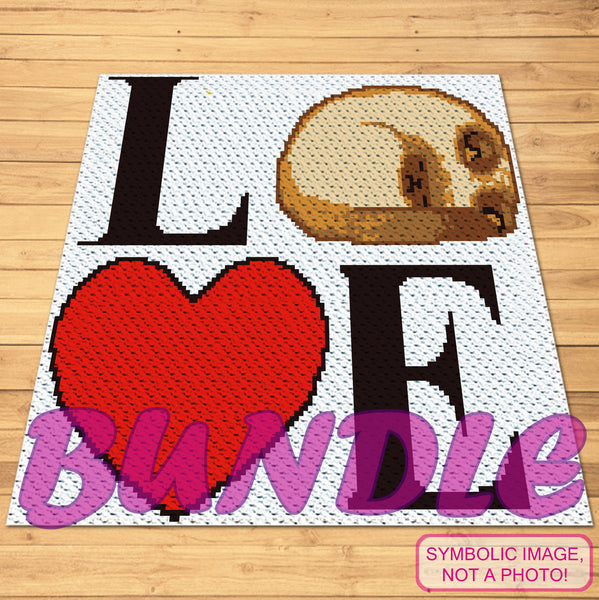 Love Cats Crochet BUNDLE: C2C Afghan Pattern, Crochet Pillow Pattern