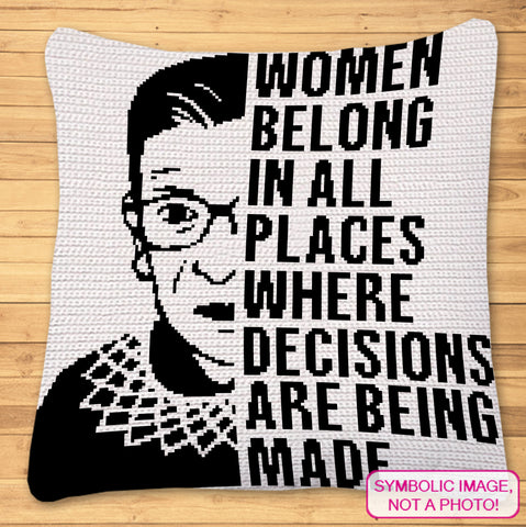 Ruth Bader Ginsburg Crochet is a Graphgan with Written Instructions, PDF Download. This is a Tapestry (SC) Crochet Pattern for a Blanket and a Pillow with Written Instructions. Click Here For More!