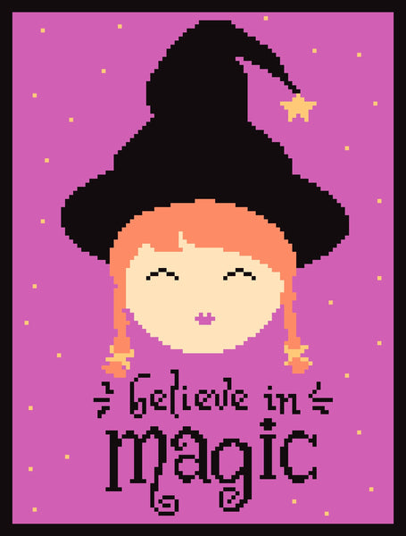 Crochet Witch Pattern - Believe in Magic, Halloween Crochet Blanket