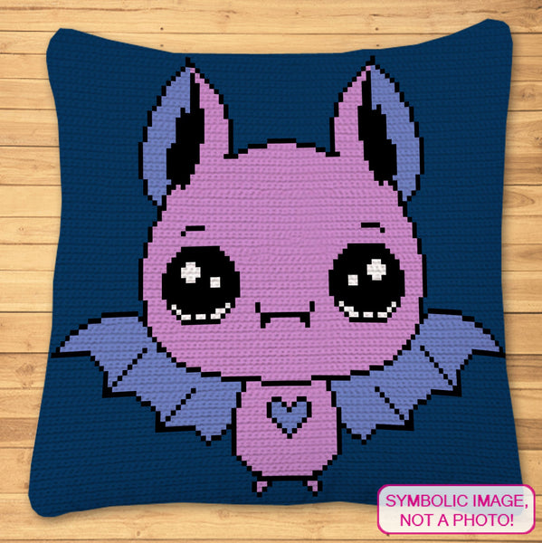 Crochet Halloween Bat Pattern - Tapestry Crochet Pattern, Crochet Halloween Pillow