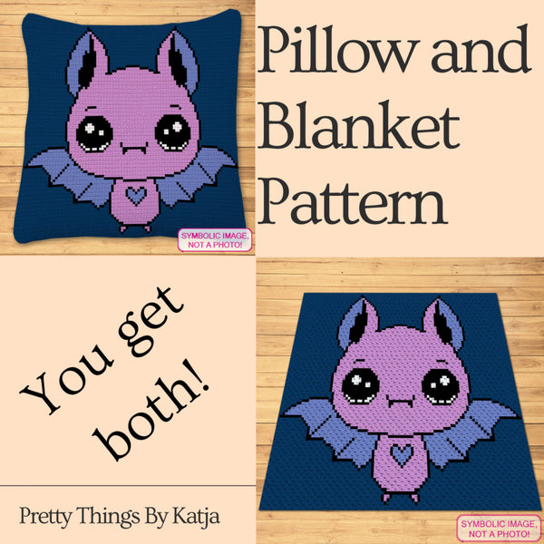 Crochet Halloween Bat Pattern- Crochet BUNDLE - C2C Crochet Pattern, and Tapestry Crochet Halloween Pillow