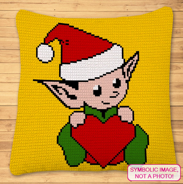 Crochet Elf Pattern - Tapestry Crochet Christmas Blanket Pattern, Christmas Crochet Pillow Pattern