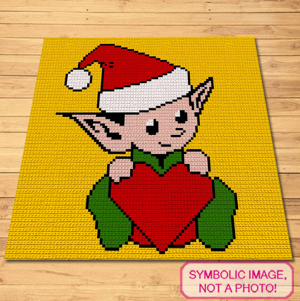 Crochet Elf Pattern - Tapestry Crochet Christmas Blanket Pattern, Christmas Crochet Pillow Pattern