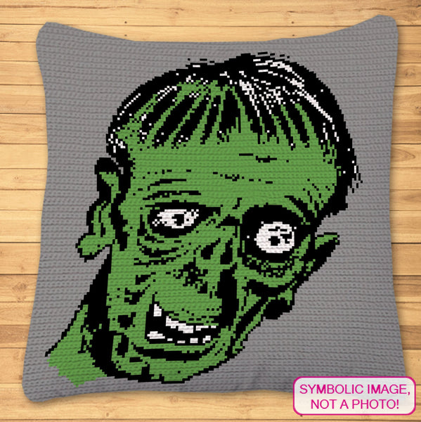 Crochet Zombie Halloween Crochet Blanket, Halloween Pillow Pattern