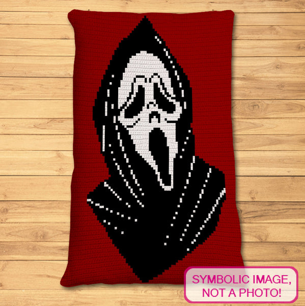 Horror Crochet Pattern, Ghostface Crochet Halloween Blanket, Crochet Pillow Pattern