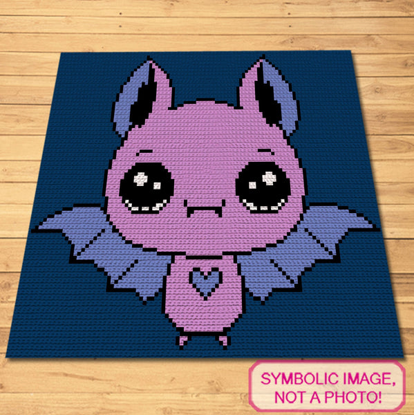 Crochet Halloween Bat Pattern - Tapestry Crochet Pattern, Crochet Halloween Pillow