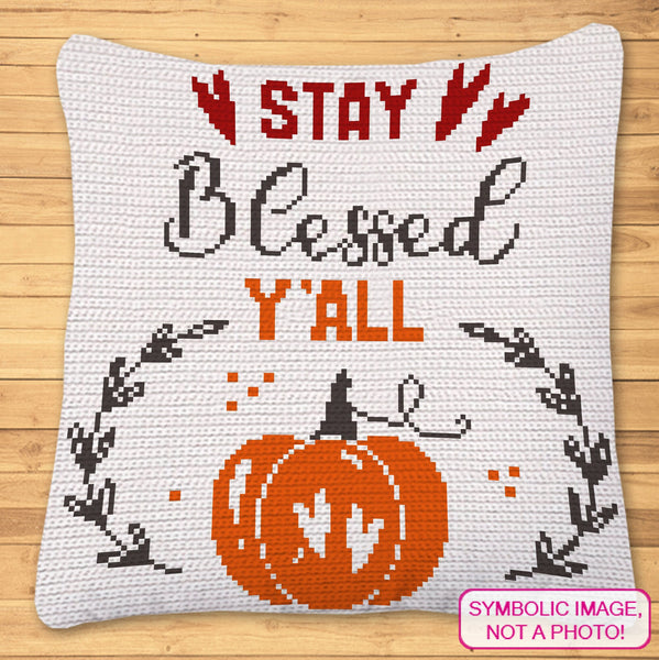 Stay Blessed Thanksgiving Crochet Pattern - Tapestry Crochet Blanket Pattern, Crochet Pillow Pattern