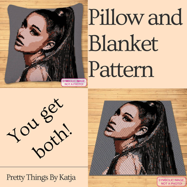Crochet Celebrity Ariana Grande - Tapestry Crochet Blanket Pattern, Crochet Pillow Pattern
