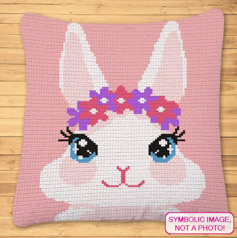 Crochet Bunny Pattern - Tapestry Crochet Blanket Pattern, Easter Crochet Pillow Pattern