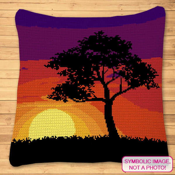 Crochet Landscape - Tapestry Crochet Blanket and Crochet Pillow Pattern