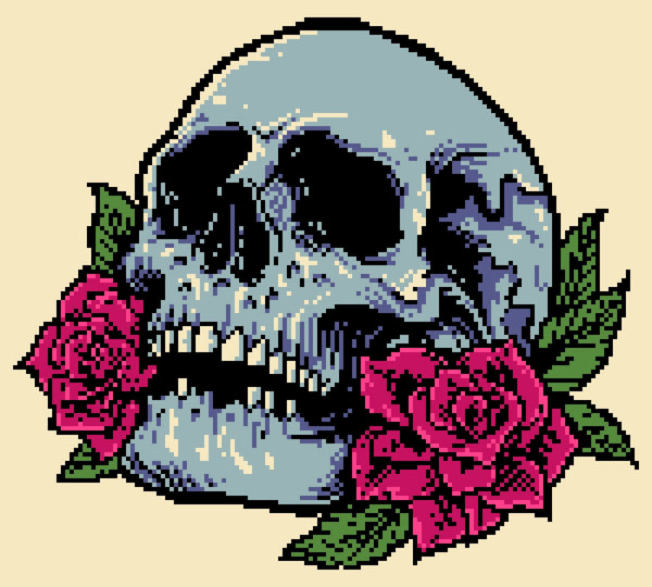 C2C Crochet Skull with Rose Pattern - C2C Halloween Crochet Blanket Pattern