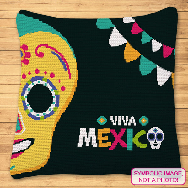 Viva Mexico Crochet - Tapestry Crochet Blanket and Crochet Pillow Pattern