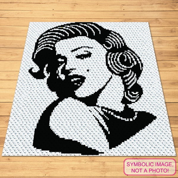 Dive into the golden age of Hollywood with my Marilyn Monroe Crochet Blanket Pattern. This monochrome design showcases Marilyn's iconic portrait, blending vintage charm and modern crafting. Perfect for crochet enthusiasts and Marilyn fans alike. 
Search your favorite patterns in my Shop - Pretty Things By Katja, purchase the one you love, and start creating your own black-and-white masterpiece today. Buy the pattern and start your crochet journey with Marilyn's timeless elegance!