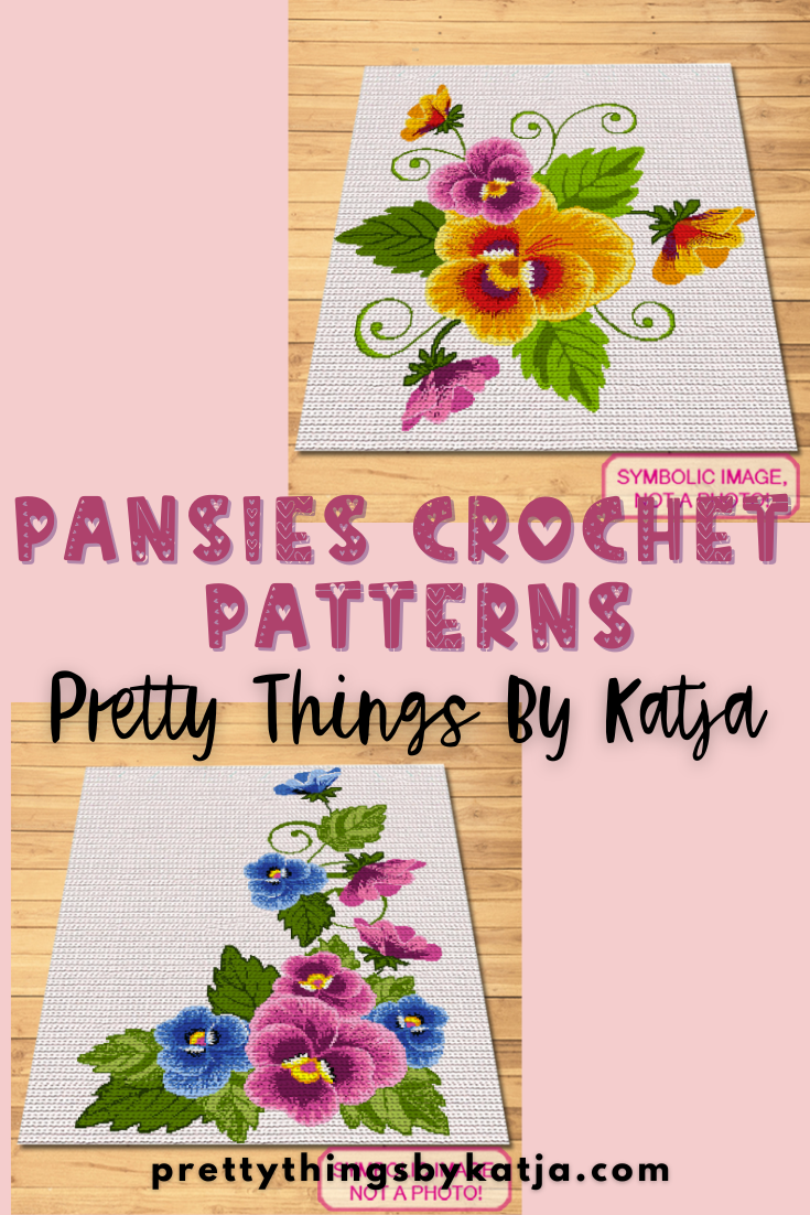 Crochet Pansies Pattern is a Graph Pattern with Written Instructions, PDF Digital Files. Click to learn more!