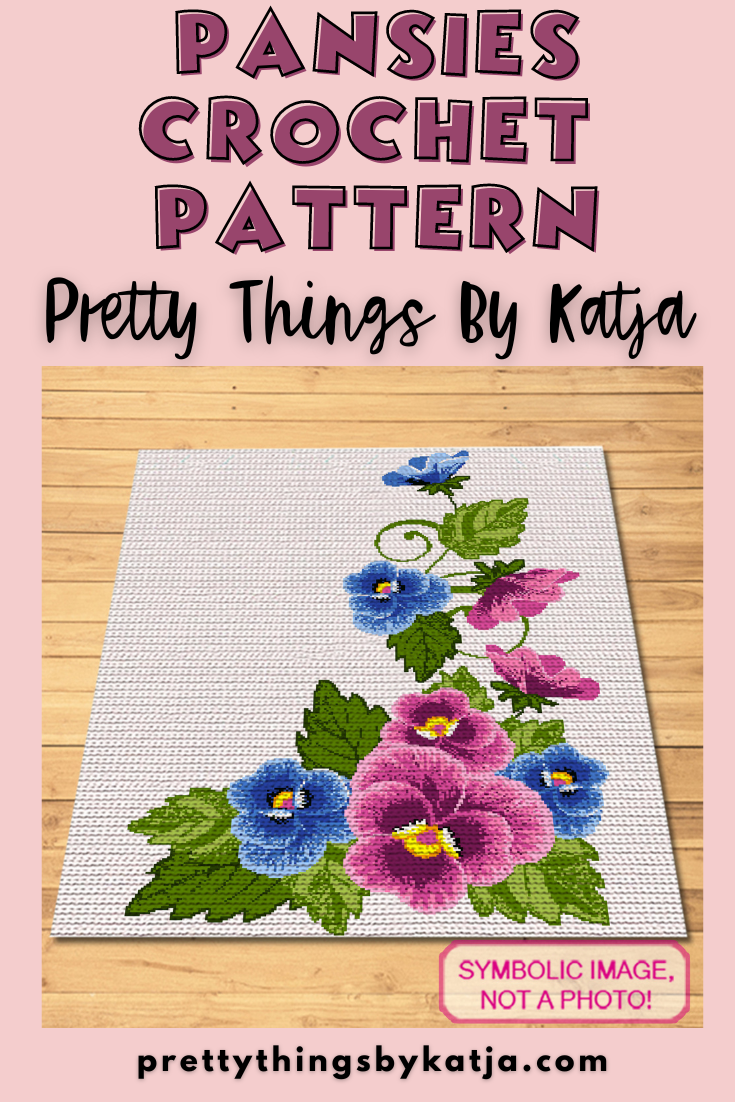 Crochet Pansies Pattern is a Graph Pattern with Written Instructions, PDF Digital Files. Click to learn more!