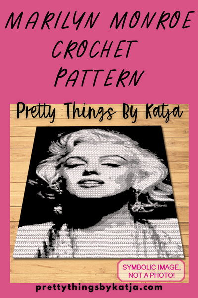 Dive into the golden age of Hollywood with my Marilyn Monroe Crochet Blanket Pattern. This monochrome design showcases Marilyn's iconic portrait, blending vintage charm and modern crafting. Perfect for crochet enthusiasts and Marilyn fans alike. 

Search your favorite patterns in my Shop - Pretty Things By Katja, purchase the one you love, and start creating your own black-and-white masterpiece today. Buy the pattern and start your crochet journey with Marilyn's timeless elegance!
Click to learn more!