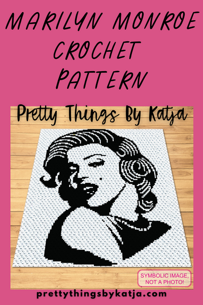 Dive into the golden age of Hollywood with my Marilyn Monroe Crochet Blanket Pattern. This monochrome design showcases Marilyn's iconic portrait, blending vintage charm and modern crafting. Perfect for crochet enthusiasts and Marilyn fans alike. 

Search your favorite patterns in my Shop - Pretty Things By Katja, purchase the one you love, and start creating your own black-and-white masterpiece today. Buy the pattern and start your crochet journey with Marilyn's timeless elegance!