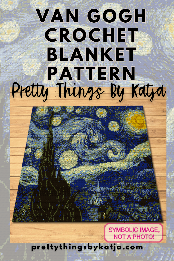 Crochet Van Gogh - The Starry Night - is a Graphghan Pattern with Written Instructions for Crochet Afghan, PDF Digital Files. Who wouldn't want to have the famous Starry Night by Vincent Van Gogh in his home? Now you can create one from this Tapestry Crochet Blanket Pattern. Click here to learn more!