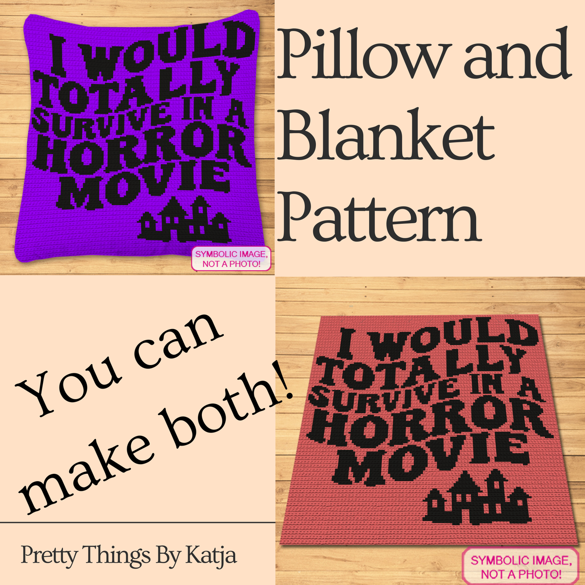 Horror Movie Crochet Pattern, Tapestry Crochet Blanket and Pillow Pattern, SC Crochet Graphgan Pattern