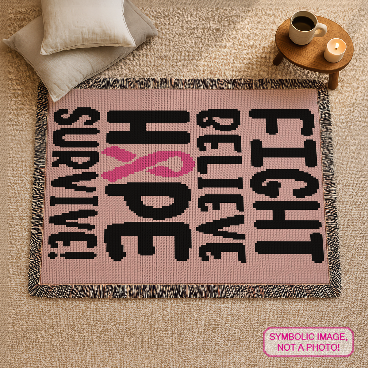 Fight Believe Hope Survive C2C Crochet Pattern | Cancer Awareness Blanket PDF