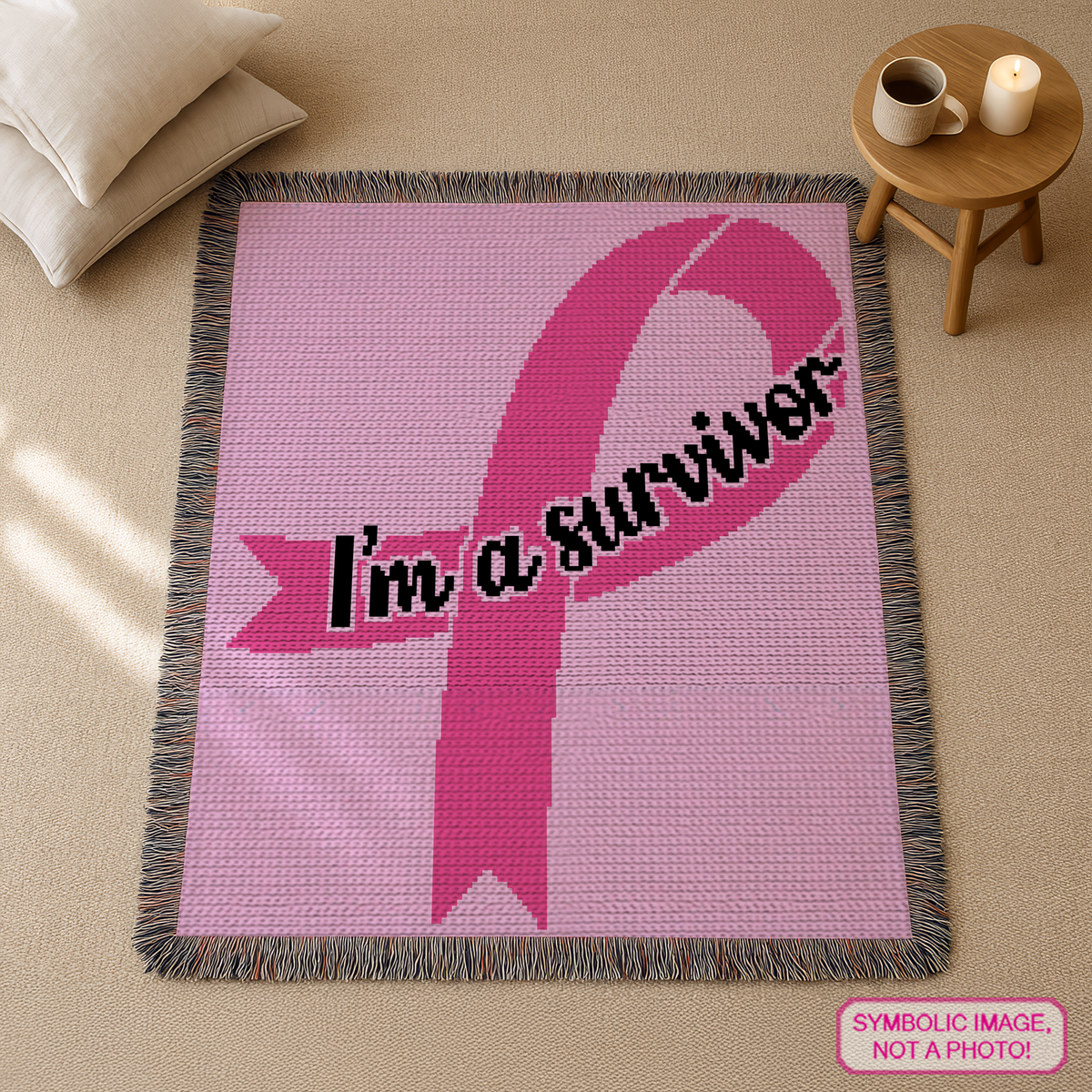 Survivor Ribbon C2C Crochet Blanket Pattern PDF