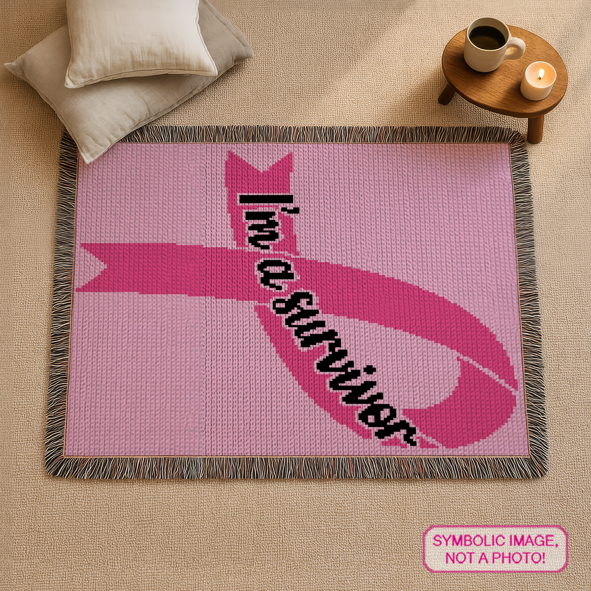 Survivor Ribbon C2C Crochet Blanket Pattern PDF