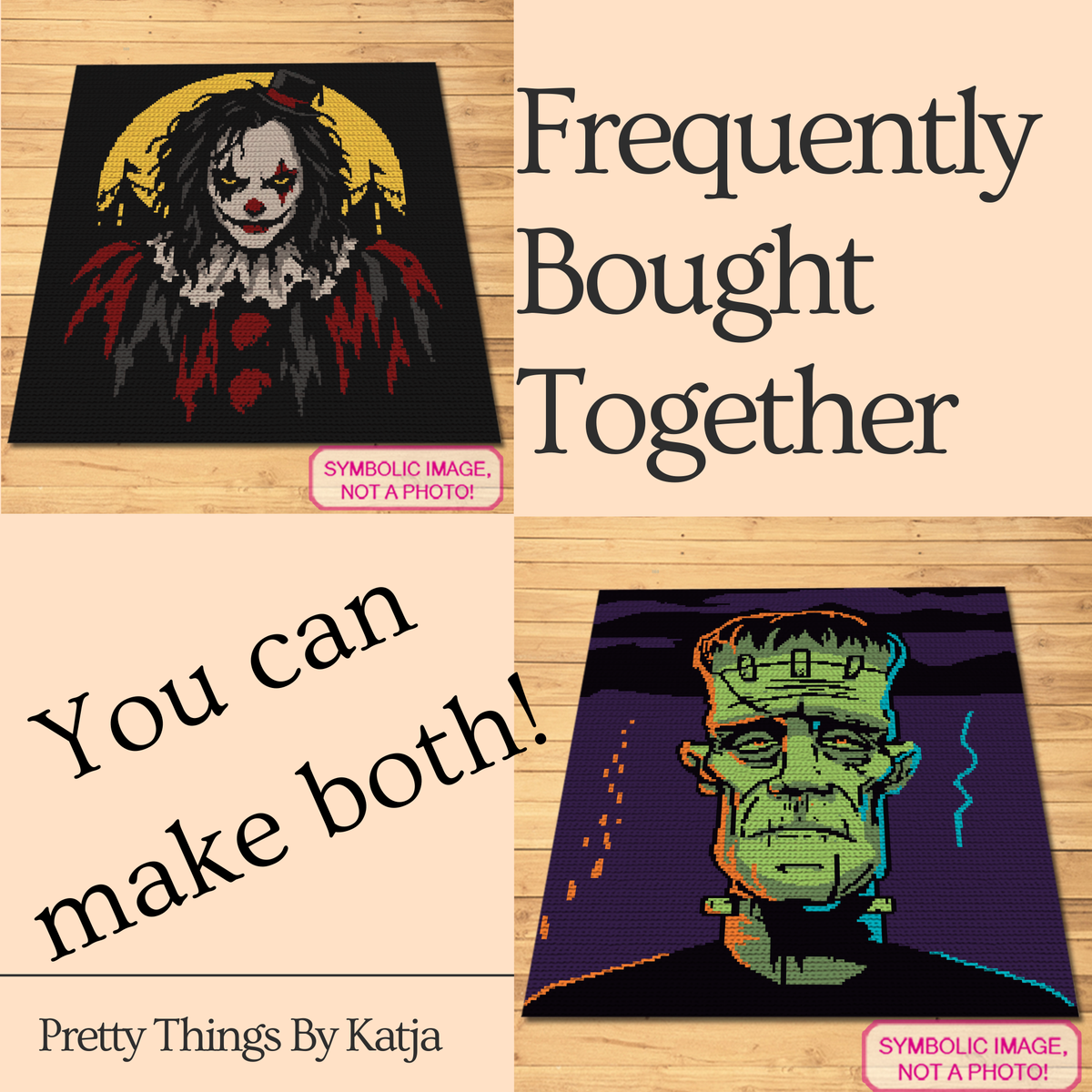 Single crochet Halloween Scary graphghan pattern with written instructions -  instant-download PDF instructions.