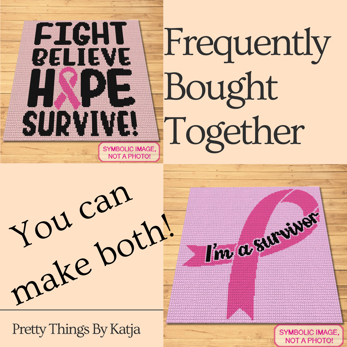 Fight Believe Hope Survive C2C Crochet Pattern | Cancer Awareness Blanket PDF