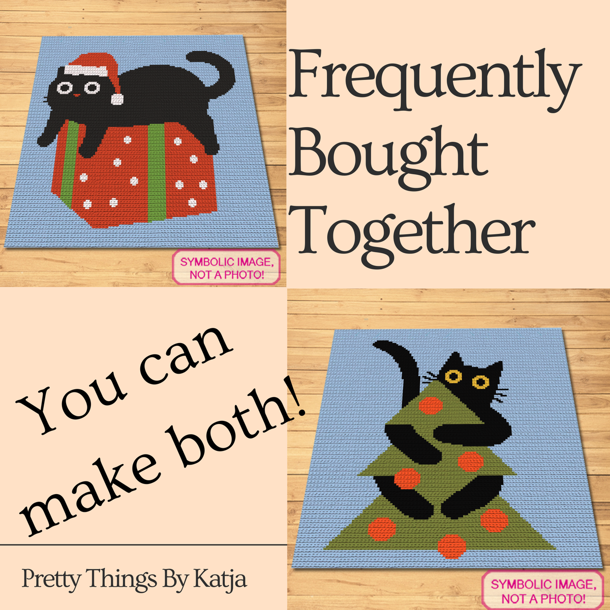 Funny Christmas Black Cat Crochet Pattern – SC Blanket & Pillow Graphgan PDF