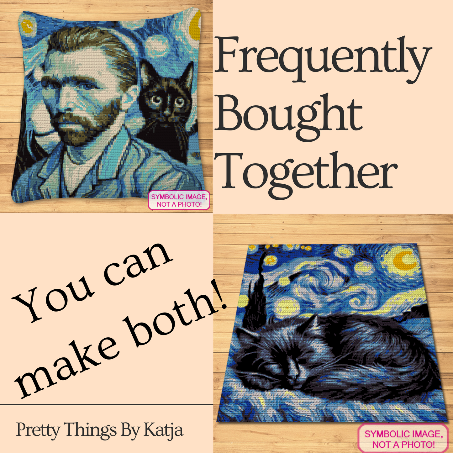 Van Gogh and cat lover C2C crochet graph pattern for handmade gifts, wall hangings, and cozy home decor.
Crochet portrait C2C graphgan pattern featuring a famous artist-inspired design with black cat and instant-download PDF.