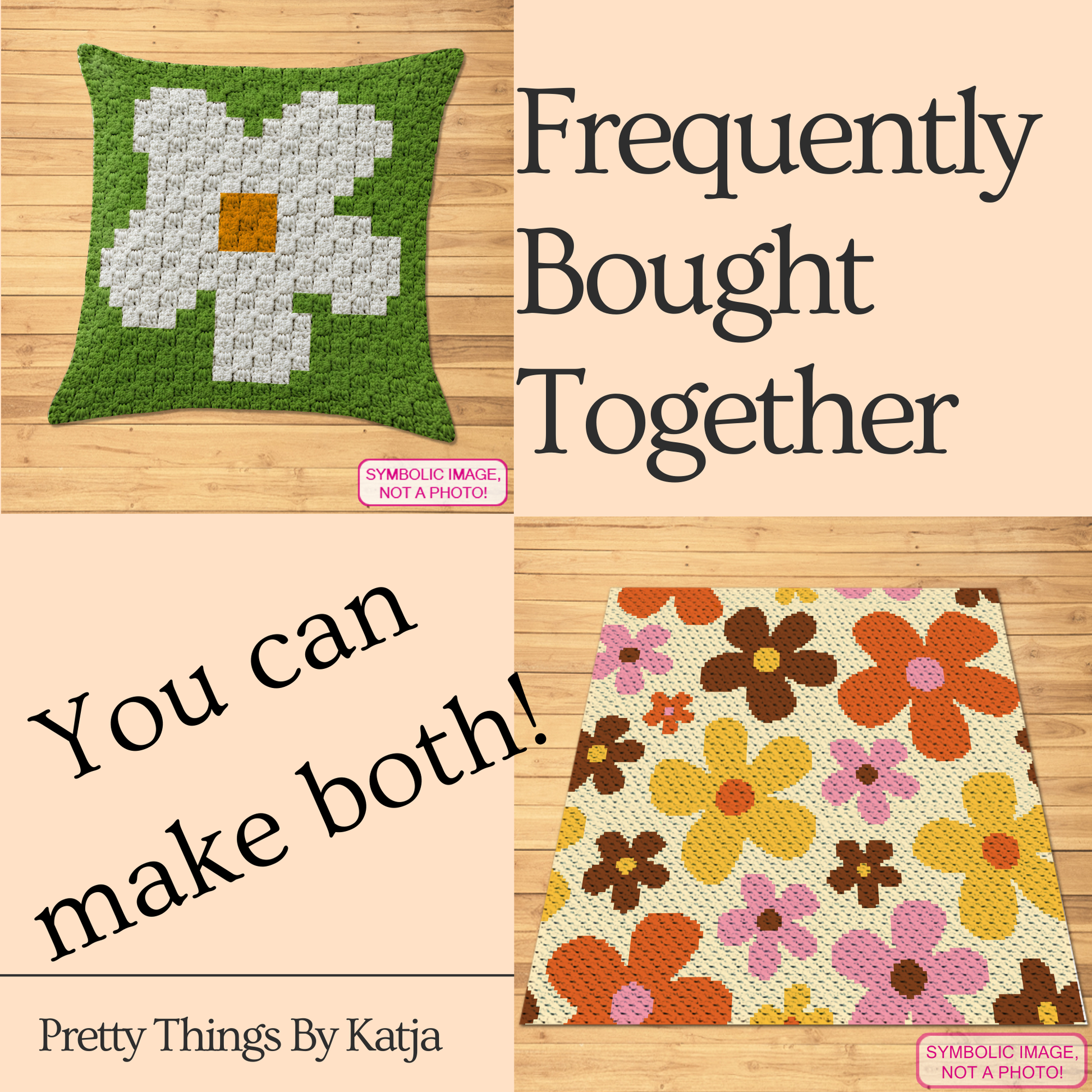 C2C crochet daisy pillow pattern for spring decor, cottagecore home decor, and handmade gifts.
Beginner-friendly C2C crochet patterns featuring a daisy flower design.