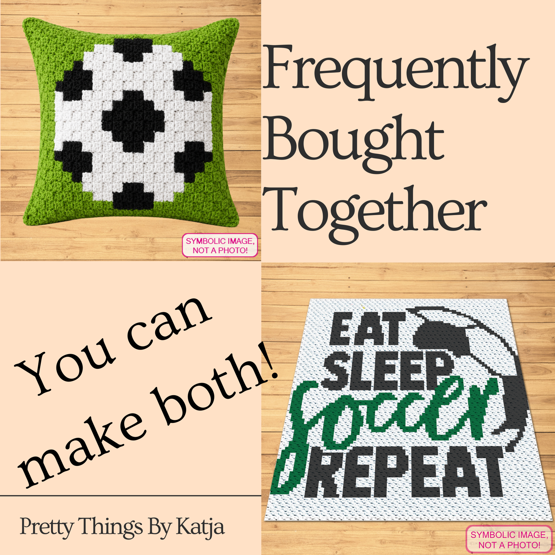 C2C crochet football pillow pattern for soccer players, kids, coaches, teams, and sports gifts.
Beginner-friendly C2C crochet pillow pattern featuring a soccer ball design in 20 x 20 blocks.