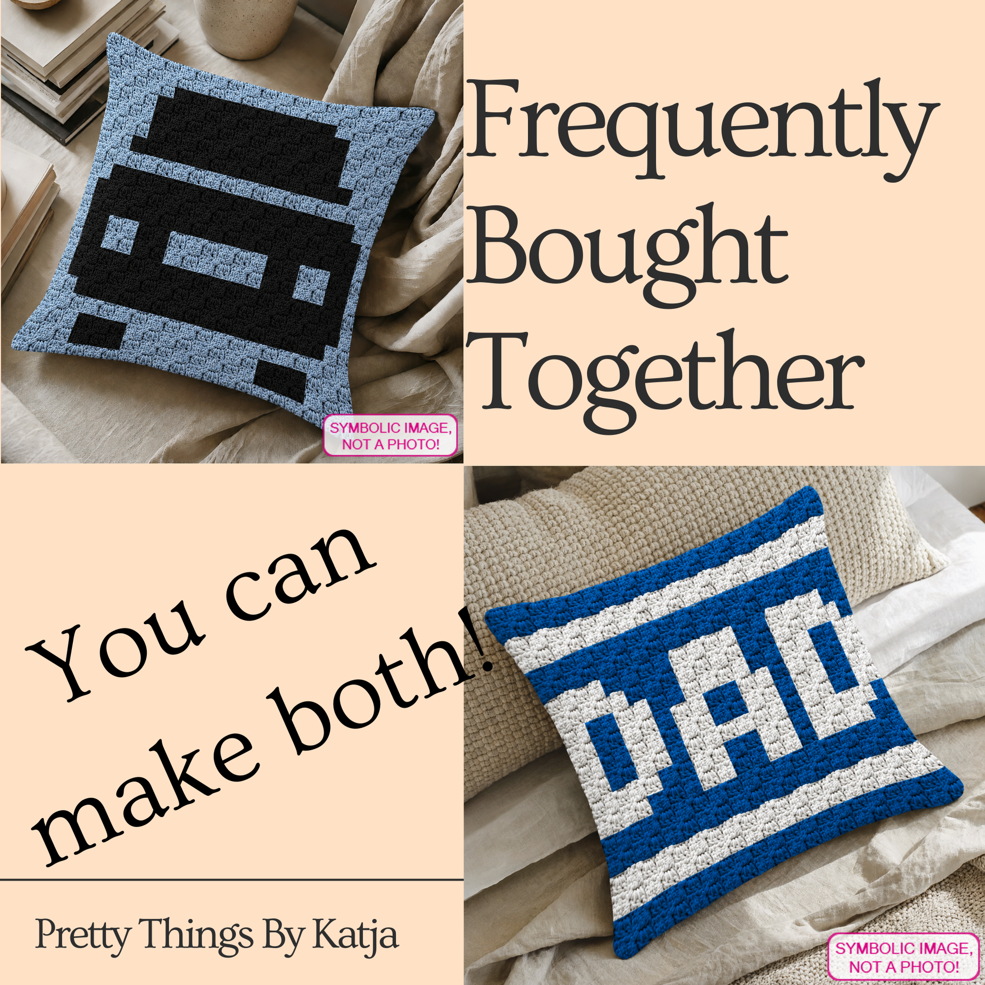 Beginner-friendly C2C crochet pillow pattern featuring a car design in 20 x 20 blocks.