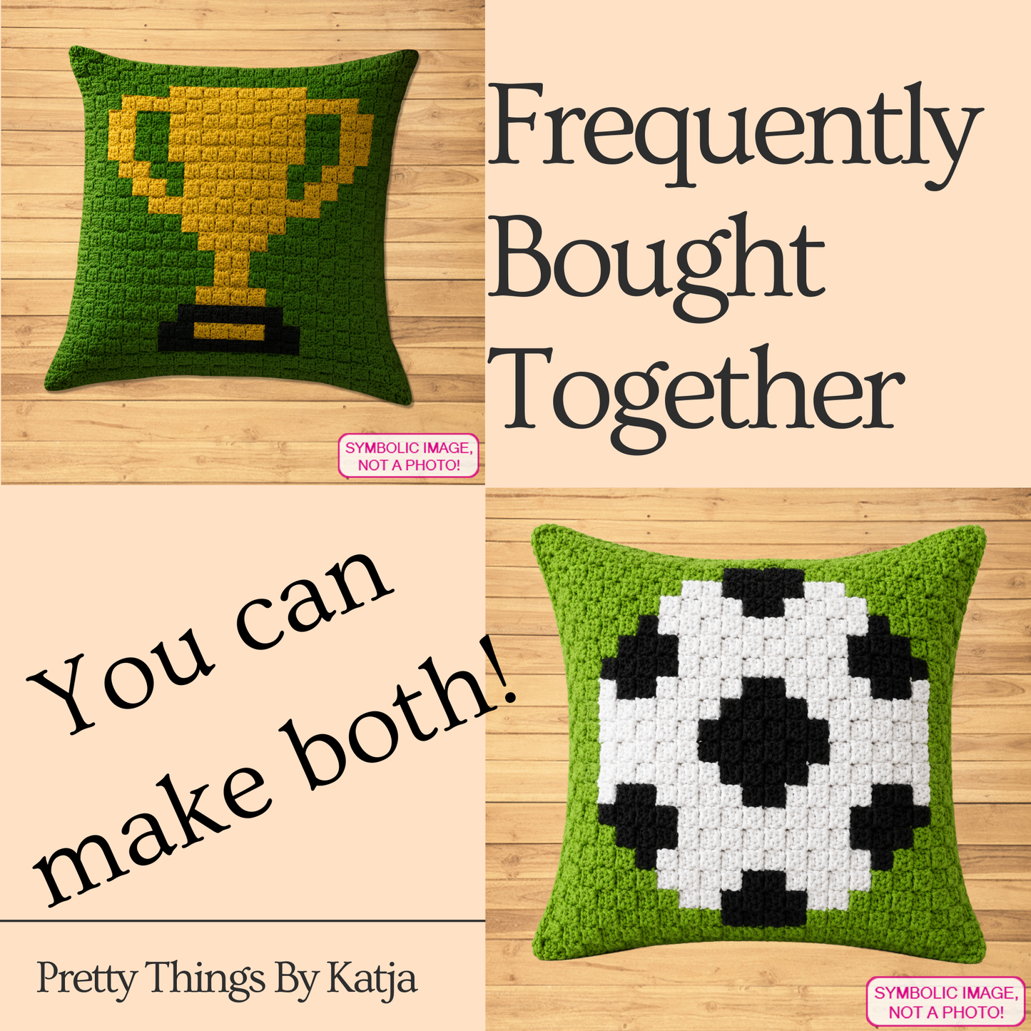 C2C crochet football pillow pattern for soccer players, kids, coaches, teams, and sports gifts.
Beginner-friendly C2C crochet pillow pattern featuring a soccer ball design in 20 x 20 blocks.