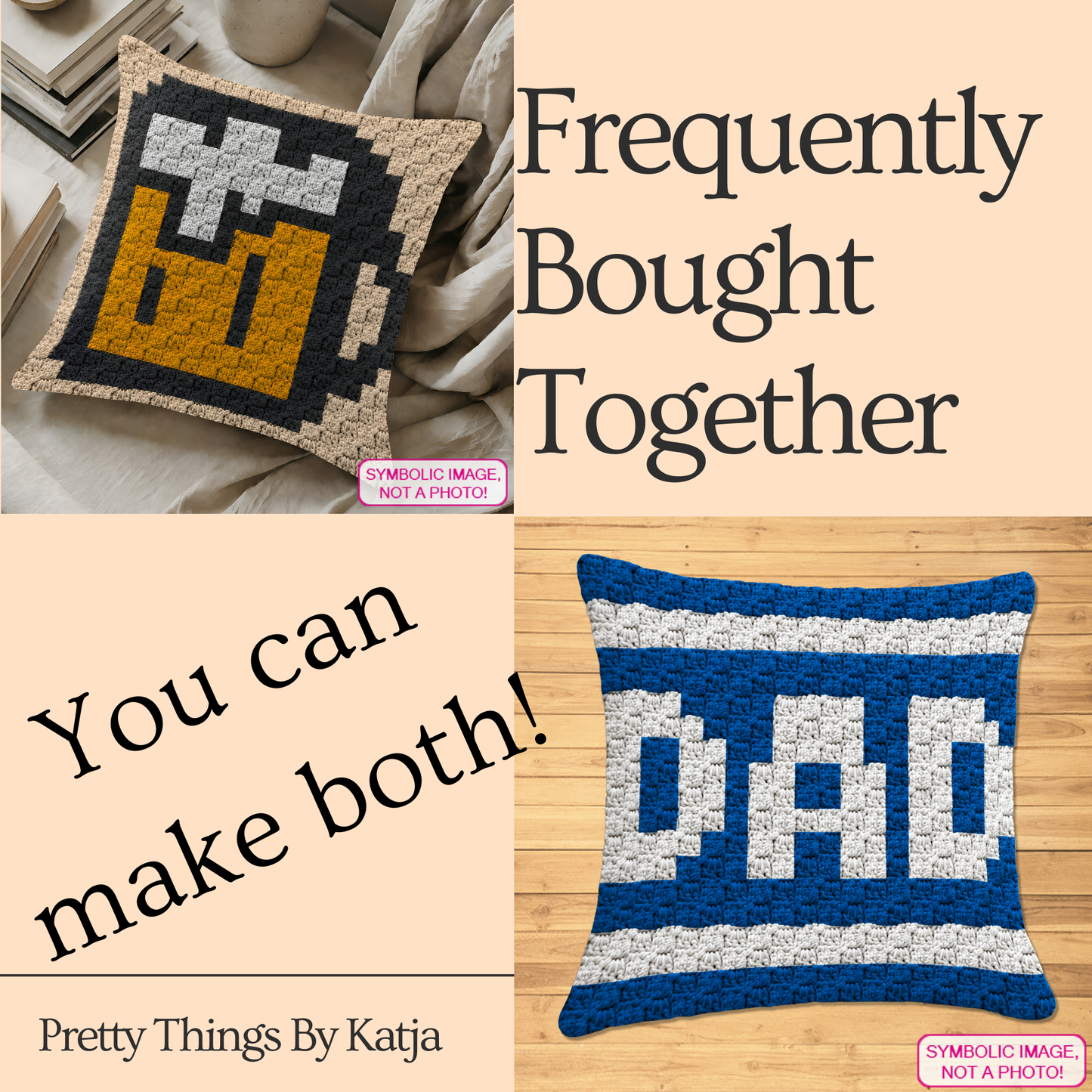 Quick weekend crochet project featuring a beer mug and dad graphgan pillow designs.