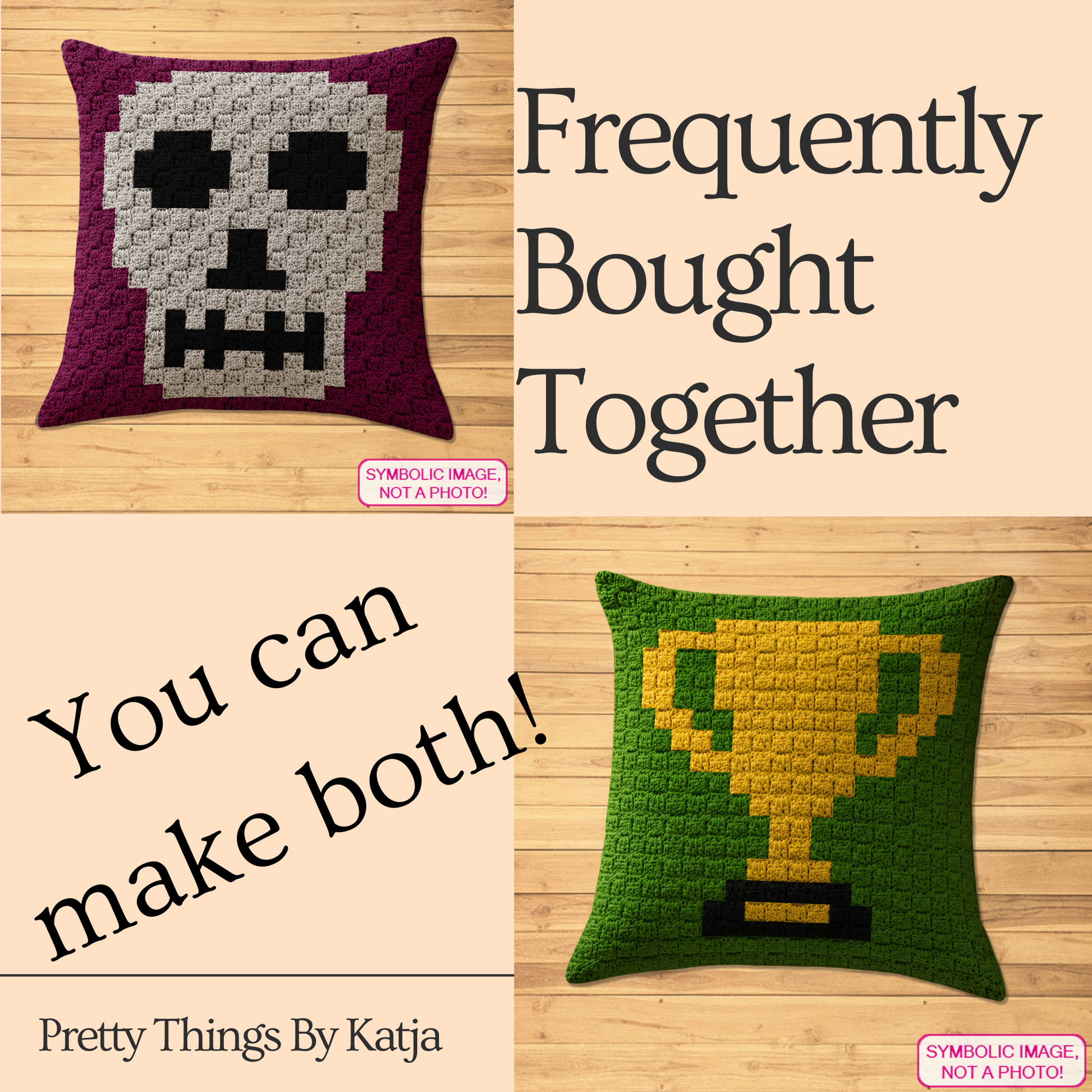 C2C crochet skull pillow pattern for Halloween decor, gothic rooms, and handmade gifts.
Beginner-friendly C2C crochet pillow pattern featuring a skull design in 20 x 20 blocks.