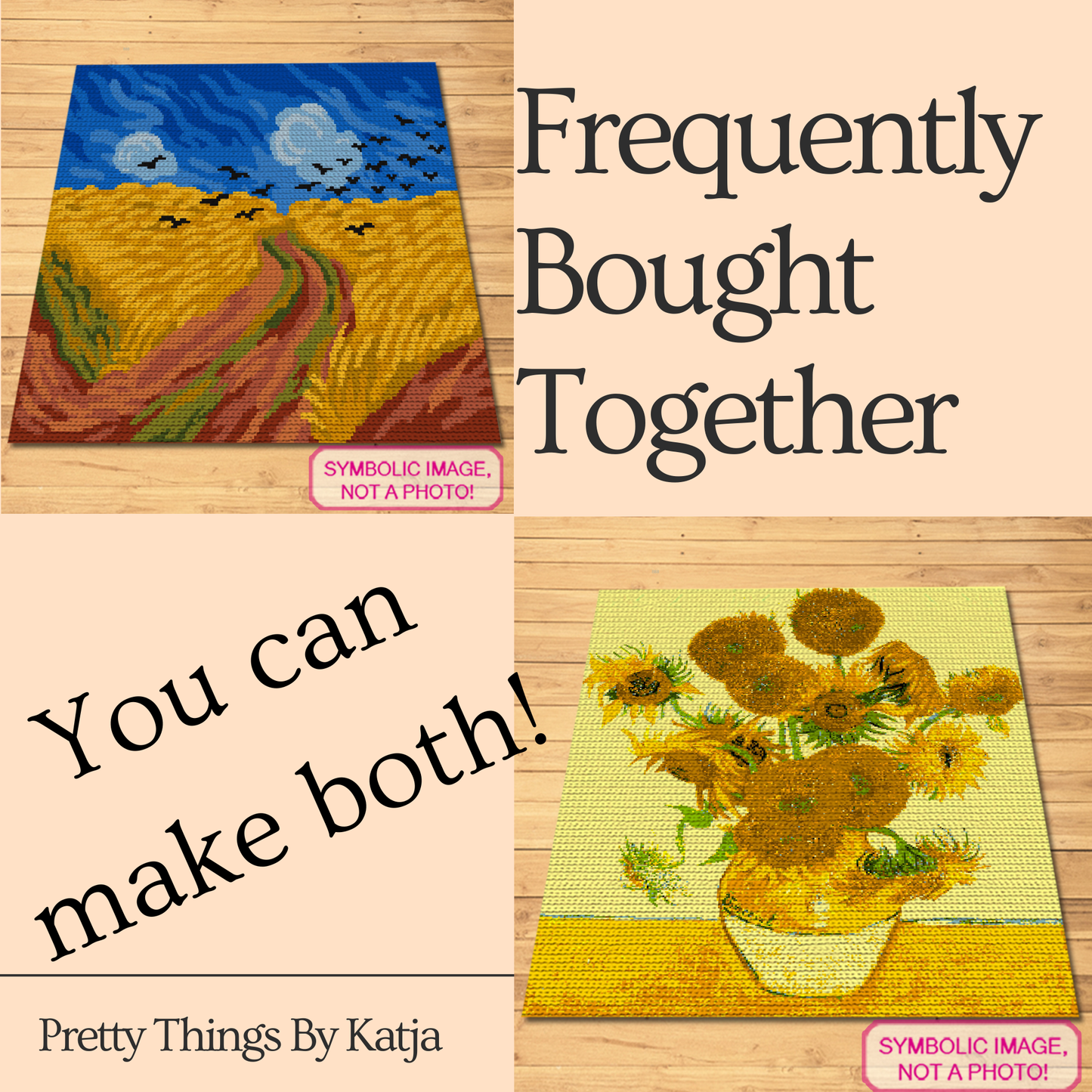 Crochet Van Gogh Portrait with Black Cat - Tapestry Crochet Blanket and Pillow Pattern with Written Instructions